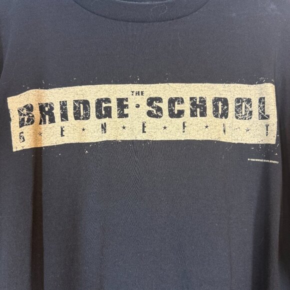 Vintage Bridge School Neil Young Concert Benefit 1998 T-Shirt Black 90s Tee XL - Picture 4 of 8
